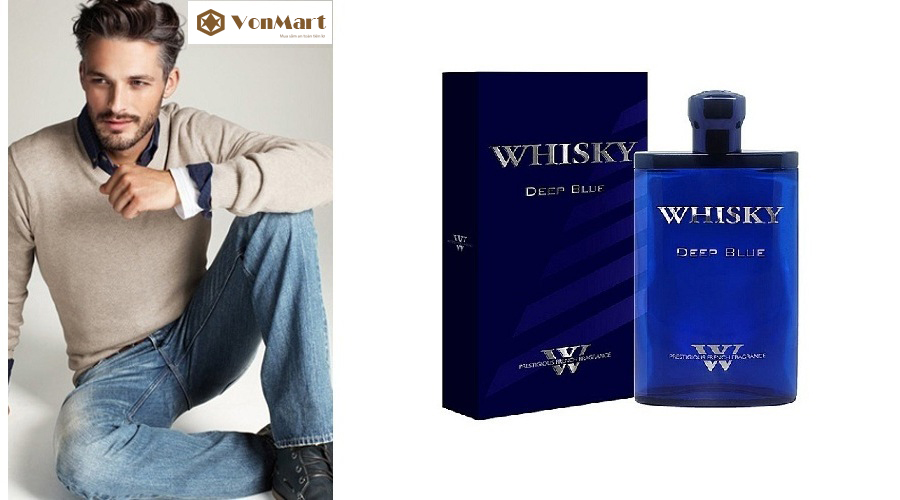 Nước hoa nam Whisky Deep Blue For Men Eau De Toilette 80ml, hương thơm lâu, mạnh mẽ