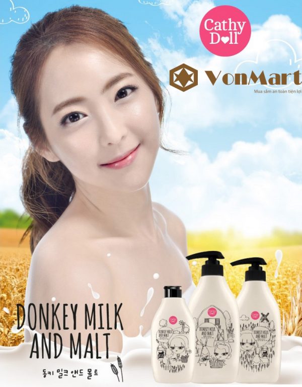 Sữa dưỡng thể trắng da Cathy Doll, Donkey Milk & Malt, chăm sóc toàn thân từ mầm lúa mạch