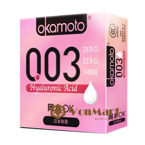 Bao cao su Okamoto 003 HA, siêu mỏng, nhiều gel bôi trơn dưỡng ẩm
