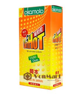 Bao cao su Okamoto Dot De Hot, gai kích thích, gel bôi trơn ấm nóng