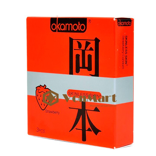 Bao cao su Okamoto Strawberry chính hãng, hàng của Nhật chất lượng